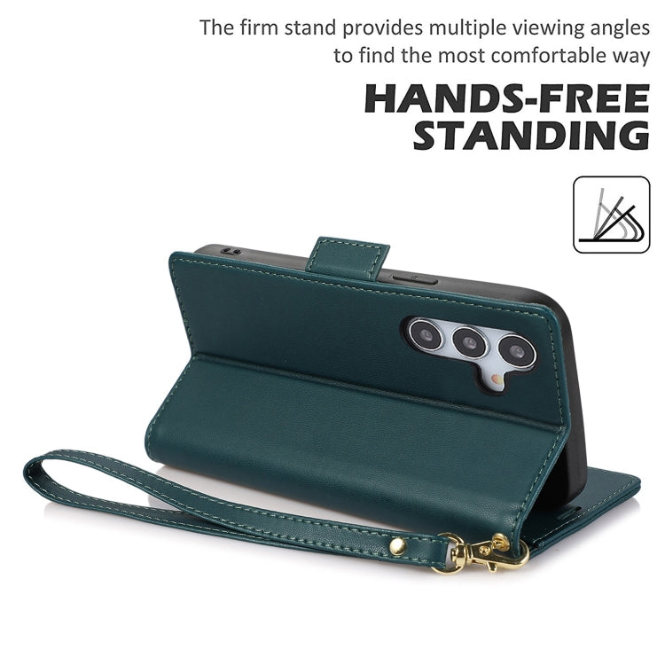 For Samsung Galaxy S25+ / S24+ 5G Side Buckle RFID Anti-theft Leather Phone Case(Green) - Galaxy S25+ 5G Cases by PMC TechLife | Online Shopping South Africa | PMC TechLife | Buy Now Pay Later Mobicred