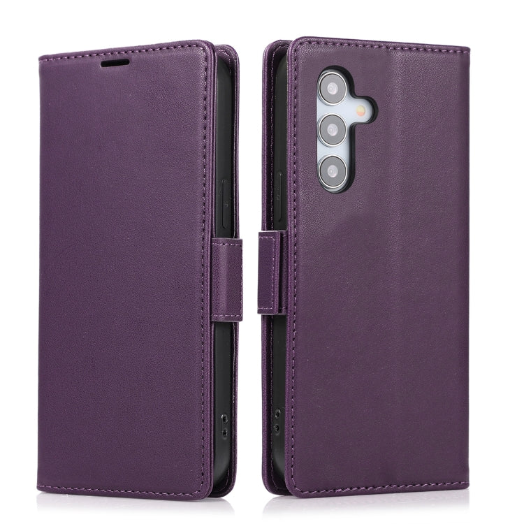 For Samsung Galaxy S25+ / S24+ 5G Side Buckle RFID Anti-theft Leather Phone Case(Dark Purple) - Galaxy S25+ 5G Cases by PMC TechLife | Online Shopping South Africa | PMC TechLife | Buy Now Pay Later Mobicred