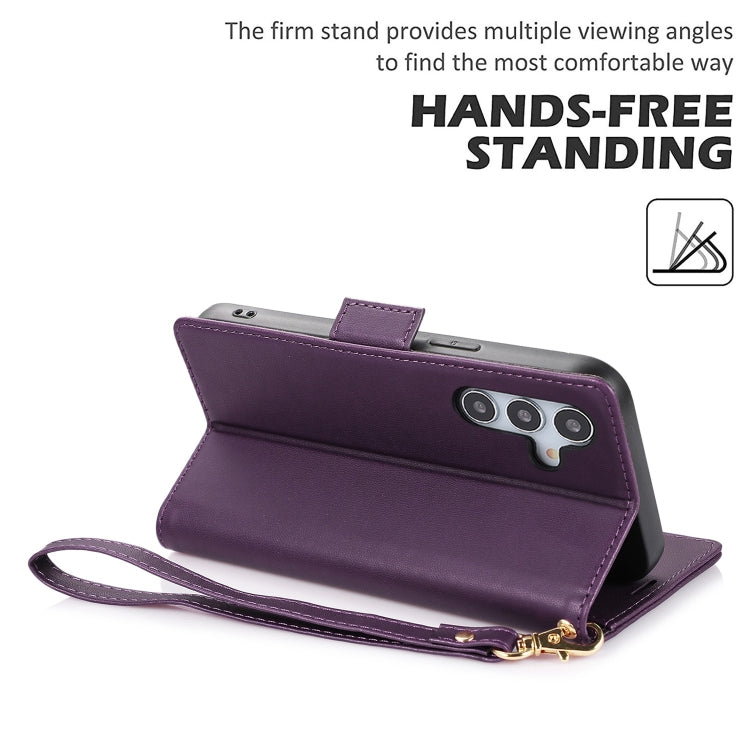 For Samsung Galaxy S25+ / S24+ 5G Side Buckle RFID Anti-theft Leather Phone Case(Dark Purple) - Galaxy S25+ 5G Cases by PMC TechLife | Online Shopping South Africa | PMC TechLife | Buy Now Pay Later Mobicred