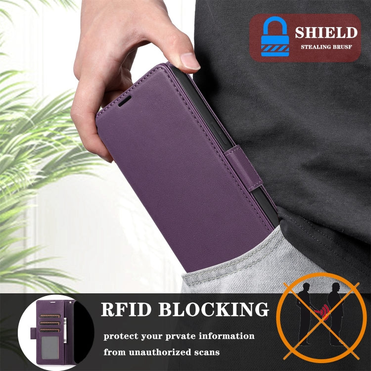 For Samsung Galaxy S25+ / S24+ 5G Side Buckle RFID Anti-theft Leather Phone Case(Dark Purple) - Galaxy S25+ 5G Cases by PMC TechLife | Online Shopping South Africa | PMC TechLife | Buy Now Pay Later Mobicred