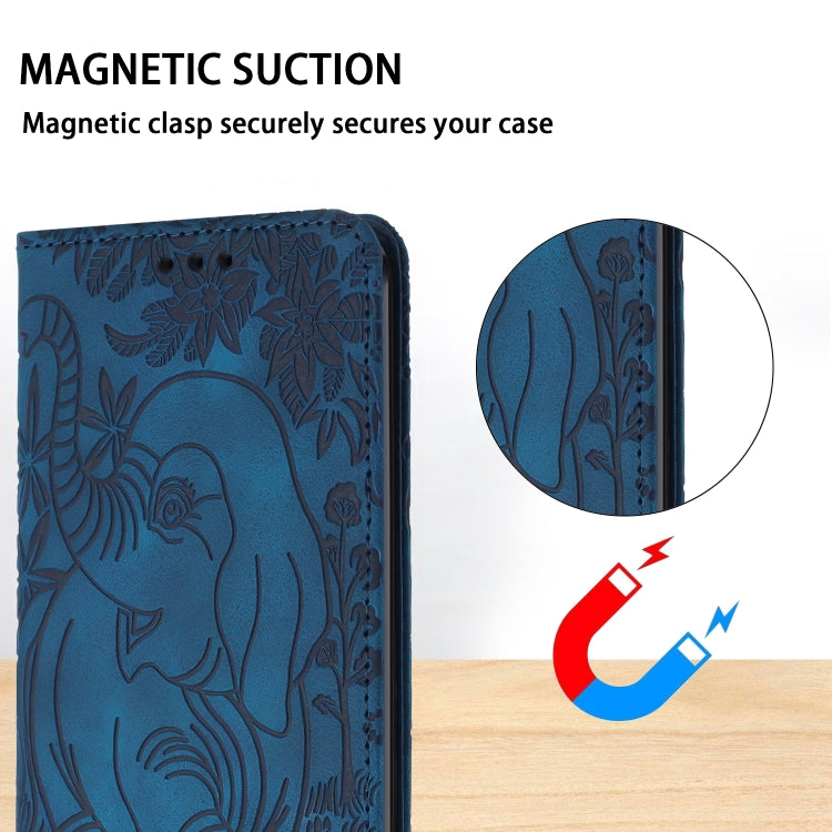 For Samsung Galaxy S25+ 5G Retro Elephant Embossed Leather Phone Case(Blue) - Galaxy S25+ 5G Cases by PMC Jewellery | Online Shopping South Africa | PMC Jewellery | Buy Now Pay Later Mobicred