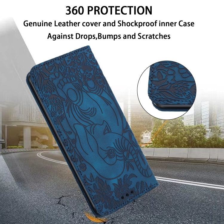 For Samsung Galaxy S25+ 5G Retro Elephant Embossed Leather Phone Case(Blue) - Galaxy S25+ 5G Cases by PMC Jewellery | Online Shopping South Africa | PMC Jewellery | Buy Now Pay Later Mobicred