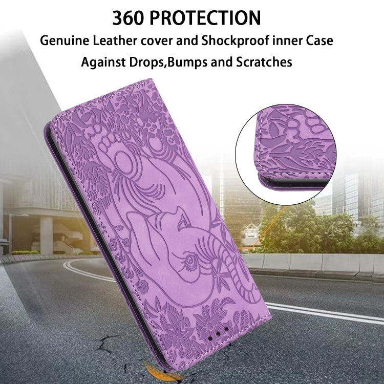 For Samsung Galaxy S25+ 5G Retro Elephant Embossed Leather Phone Case(Purple) - Galaxy S25+ 5G Cases by PMC Jewellery | Online Shopping South Africa | PMC Jewellery | Buy Now Pay Later Mobicred