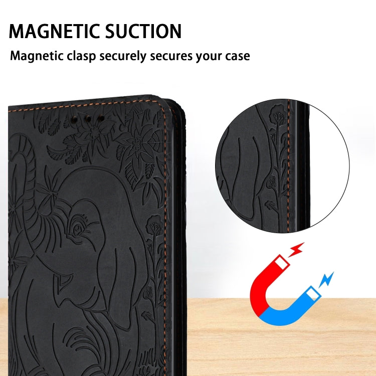 For Samsung Galaxy S25+ 5G Retro Elephant Embossed Leather Phone Case(Black) - Galaxy S25+ 5G Cases by PMC Jewellery | Online Shopping South Africa | PMC Jewellery | Buy Now Pay Later Mobicred