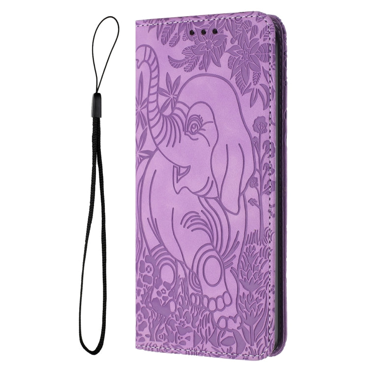For Samsung Galaxy S25 5G Retro Elephant Embossed Leather Phone Case(Purple) - Galaxy S25 5G Cases by PMC Jewellery | Online Shopping South Africa | PMC Jewellery | Buy Now Pay Later Mobicred