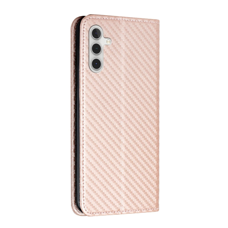 For Samsung Galaxy S25 5G Carbon Fiber Texture Magnetic Flip Leather Phone Case(Rose Gold) - Galaxy S25 5G Cases by PMC Jewellery | Online Shopping South Africa | PMC Jewellery | Buy Now Pay Later Mobicred