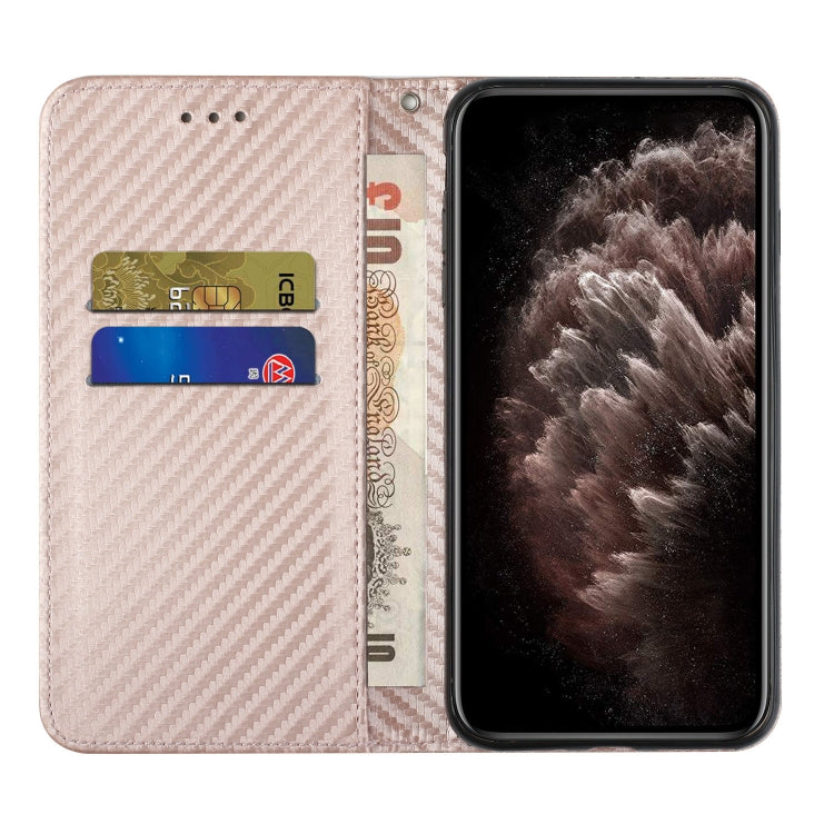 For Samsung Galaxy S25+ 5G Carbon Fiber Texture Magnetic Flip Leather Phone Case(Rose Gold) - Galaxy S25+ 5G Cases by PMC Jewellery | Online Shopping South Africa | PMC Jewellery | Buy Now Pay Later Mobicred