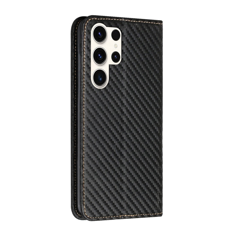For Samsung Galaxy S25 Ultra 5G Carbon Fiber Texture Magnetic Flip Leather Phone Case(Black) - Galaxy S25 Ultra 5G Cases by PMC Jewellery | Online Shopping South Africa | PMC Jewellery | Buy Now Pay Later Mobicred