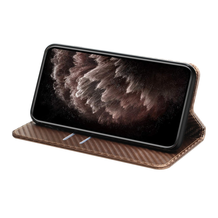 For Samsung Galaxy S25 Ultra 5G Carbon Fiber Texture Magnetic Flip Leather Phone Case(Brown) - Galaxy S25 Ultra 5G Cases by PMC Jewellery | Online Shopping South Africa | PMC Jewellery | Buy Now Pay Later Mobicred