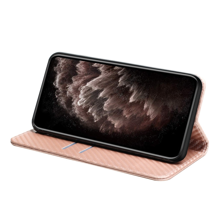 For Samsung Galaxy S25 Ultra 5G Carbon Fiber Texture Magnetic Flip Leather Phone Case(Rose Gold) - Galaxy S25 Ultra 5G Cases by PMC Jewellery | Online Shopping South Africa | PMC Jewellery | Buy Now Pay Later Mobicred
