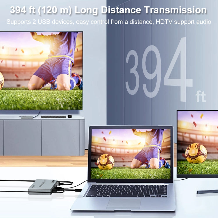 120m HDMI USB KVM 4K Network Extender, Plug:UK Plug - Amplifier by PMC TechLife | Online Shopping South Africa | PMC TechLife | Buy Now Pay Later Mobicred