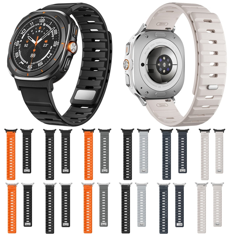 For Samsung Galaxy Watch Ultra 47mm Magnetic Silicone Watch Band(Grey Orange+Silver) - free shipping - PMC TechLife - Order now!