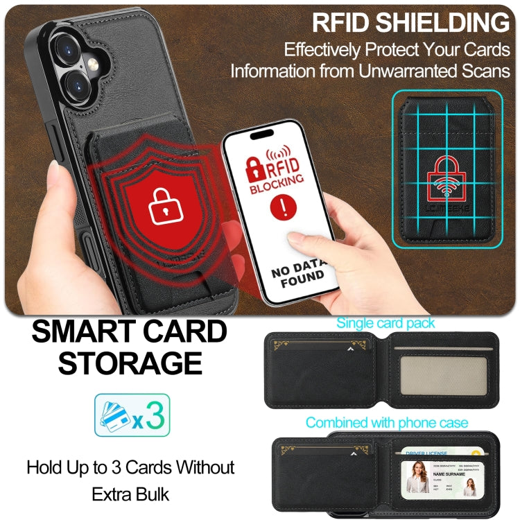 For iPhone 16 LC.IMEEKE L3 Series Detachable RFID Card Bag Magsafe Phone Case(Black) - iPhone 16 Cases by LC.IMEEKE | Online Shopping South Africa | PMC Jewellery | Buy Now Pay Later Mobicred