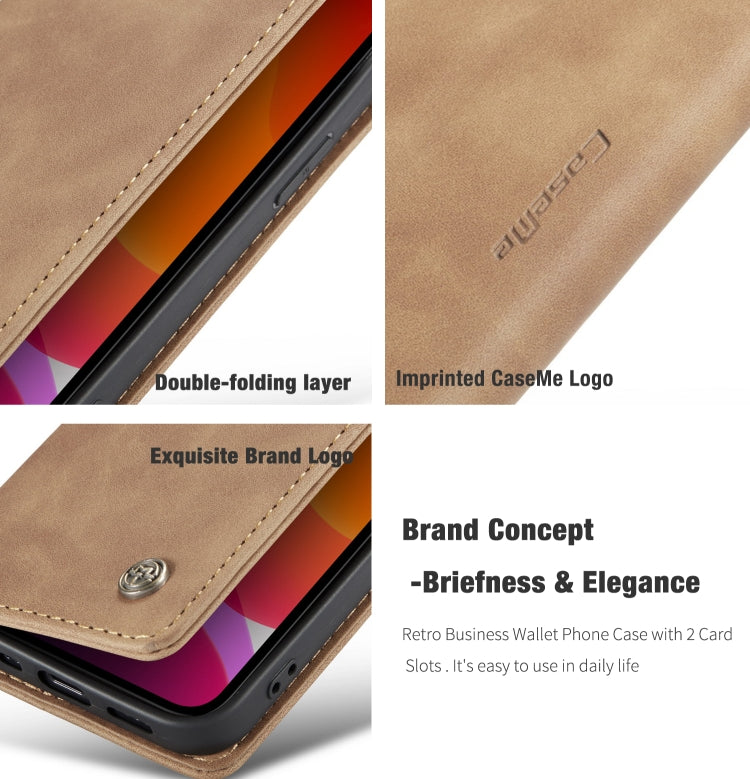 For iPhone 12 Pro Max CaseMe-013 Multifunctional Retro Frosted Horizontal Flip Leather Case with Card Slot & Holder & Wallet(Brown) - iPhone 12 Pro Max Cases by CaseMe | Online Shopping South Africa | PMC Jewellery | Buy Now Pay Later Mobicred