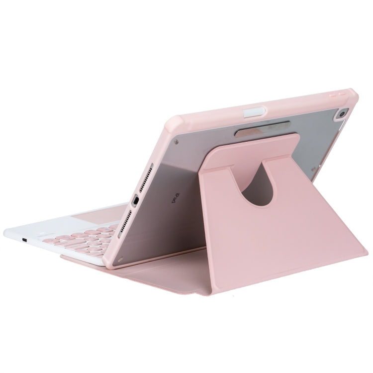 For iPad Pro 11 2024 YL13-A 360 Rotation Acrylic Transparent Round Keycap Bluetooth Keyboard Leather Case With Touch Control(Pink) - For iPad Pro by PMC Jewellery | Online Shopping South Africa | PMC Jewellery | Buy Now Pay Later Mobicred