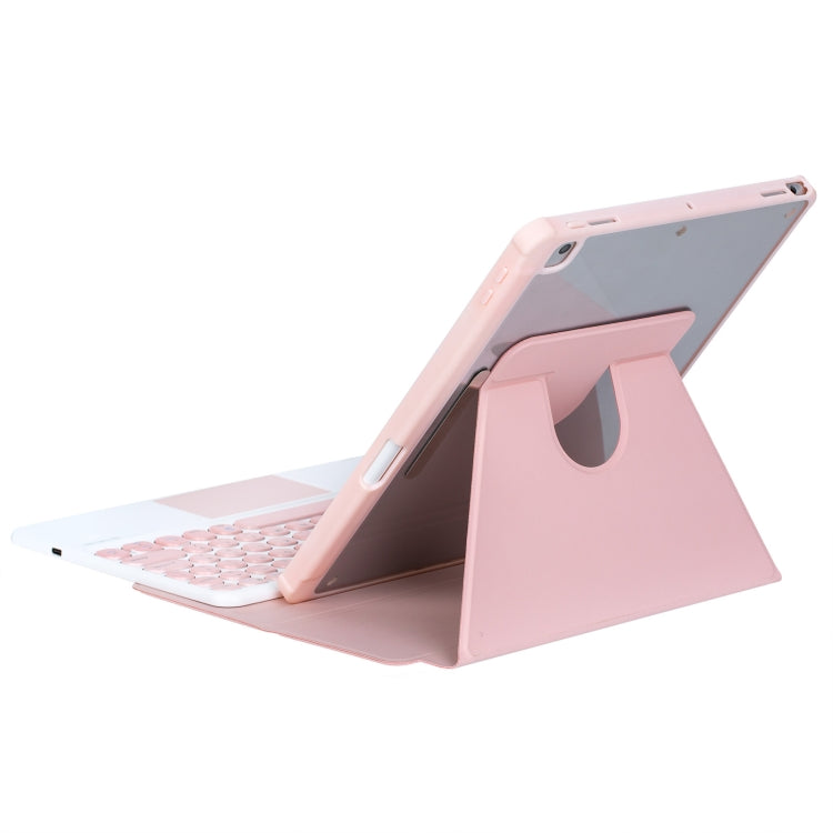 For iPad Pro 11 2024 YL13-A 360 Rotation Acrylic Transparent Round Keycap Bluetooth Keyboard Leather Case With Touch Control(Pink) - For iPad Pro by PMC Jewellery | Online Shopping South Africa | PMC Jewellery | Buy Now Pay Later Mobicred