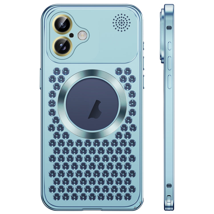 For iPhone 16 Spring Buckle MagSafe Magnetic Metal Aromatherapy Phone Case(Blue) - free shipping - PMc TechLife - Order now!