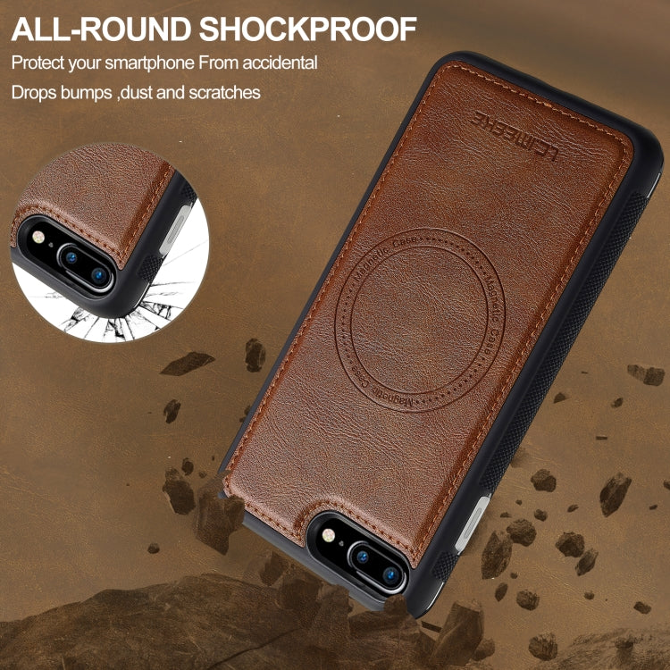 For iPhone 16e LC.IMEEKE L5 Series Detachable RFID Card Bag Magsafe Phone Case(Brown) - iPhone 16e Cases by LC.IMEEKE | Online Shopping South Africa | PMC TechLife | Buy Now Pay Later Mobicred