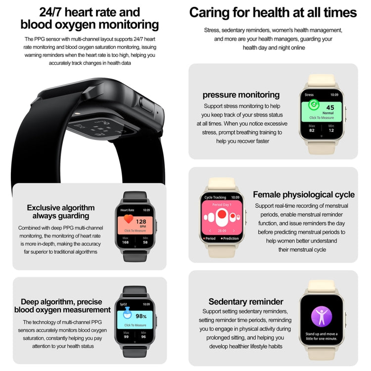 ZW36 1.83 inch BT Call Smart Watch, Blood oxygen / Blood Pressure / Heart Rate(Black) - Smart Wristbands by PMC TechLife | Online Shopping South Africa | PMC TechLife | Buy Now Pay Later Mobicred