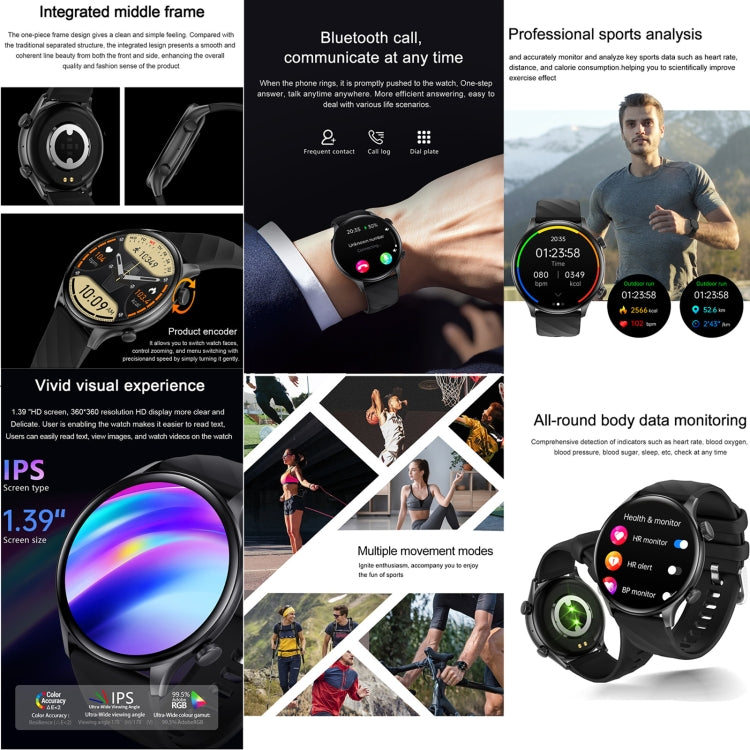 ZW63 1.39 inch Round Screen Smart Watch, Heart Rate / Blood Pressure / Blood Sugar / Blood Oxygen / Body Temperature / MET Test(Gold) - Smart Wristbands by PMC TechLife | Online Shopping South Africa | PMC TechLife | Buy Now Pay Later Mobicred