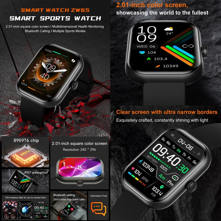 ZW65 2.01 inch Fitness Smart Watch, Blood Oxygen / Blood Pressure / Heart Rate(Pink) - Smart Wristbands by PMC TechLife | Online Shopping South Africa | PMC TechLife | Buy Now Pay Later Mobicred