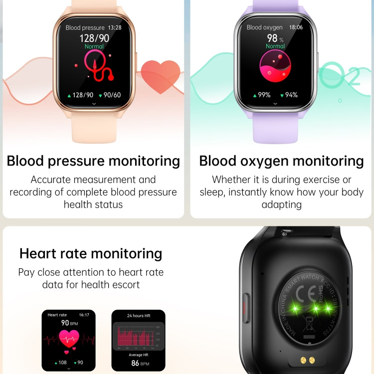 KT73S 1.85 inch Square Screen BT Call Smart Watch, Heart Rate / Blood Pressure / Blood Oxygen / Female Health / Sleep Monitoring(Gold) - Smart Wristbands by PMC TechLife | Online Shopping South Africa | PMC TechLife | Buy Now Pay Later Mobicred