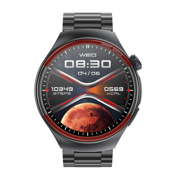 T82 1.43 inch Round Screen BT Call Smart Watch, Heart Rate / Blood Pressure / Blood Oxygen / Sleep / Blood Sugar / HRV / Metope / SOS, Strap:Stainless Steel Black - Smart Wristbands by PMC TechLife | Online Shopping South Africa | PMC TechLife | Buy Now Pay Later Mobicred