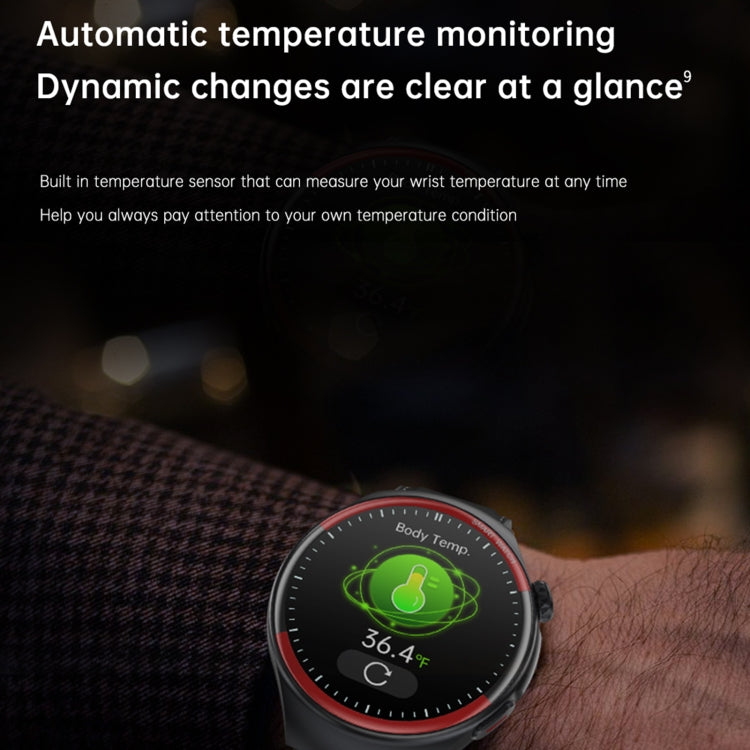 T82 1.43 inch Round Screen BT Call Smart Watch, Heart Rate / Blood Pressure / Blood Oxygen / Sleep / Blood Sugar / HRV / Metope / SOS, Strap:Leather Black - Smart Wristbands by PMC TechLife | Online Shopping South Africa | PMC TechLife | Buy Now Pay Later Mobicred