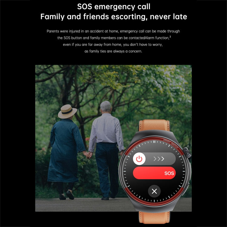 T82 1.43 inch Round Screen BT Call Smart Watch, Heart Rate / Blood Pressure / Blood Oxygen / Sleep / Blood Sugar / HRV / Metope / SOS, Strap:Leather Brown - Smart Wristbands by PMC TechLife | Online Shopping South Africa | PMC TechLife | Buy Now Pay Later Mobicred