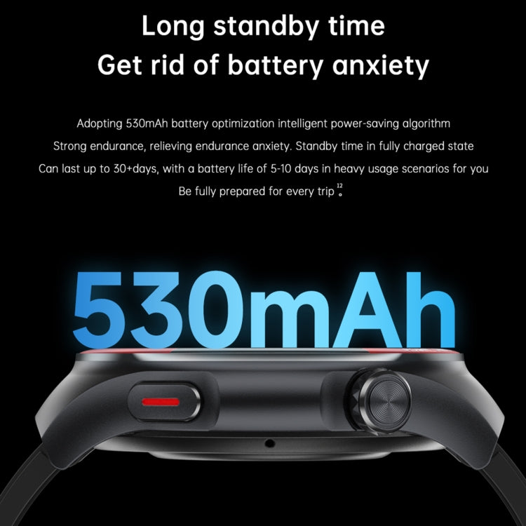 T82 1.43 inch Round Screen BT Call Smart Watch, Heart Rate / Blood Pressure / Blood Oxygen / Sleep / Blood Sugar / HRV / Metope / SOS, Strap:Silicone Red - Smart Wristbands by PMC TechLife | Online Shopping South Africa | PMC TechLife | Buy Now Pay Later Mobicred