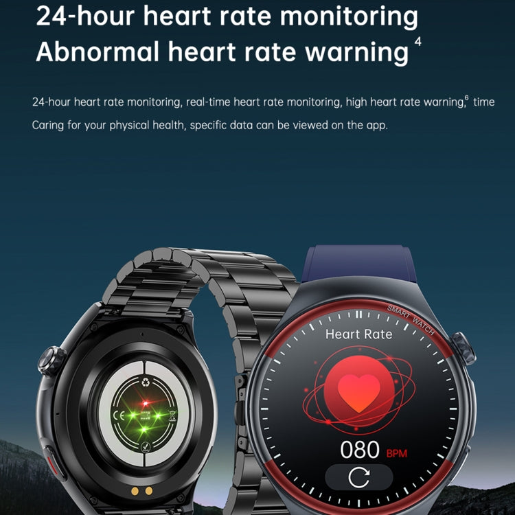 T82 1.43 inch Round Screen BT Call Smart Watch, Heart Rate / Blood Pressure / Blood Oxygen / Sleep / Blood Sugar / HRV / Metope / SOS, Strap:Leather Black - Smart Wristbands by PMC TechLife | Online Shopping South Africa | PMC TechLife | Buy Now Pay Later Mobicred