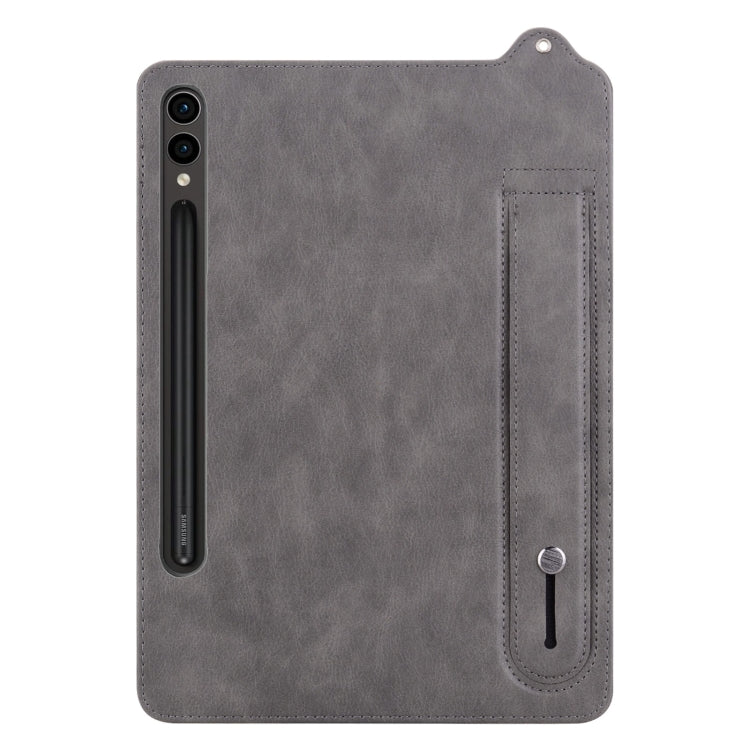 For Samsung Galaxy Tab S10 Ultra/ S11 Ultra TPU Leather Back Tablet Case with Wristband(Grey) - free shipping - PMC Jewellery - Order now!