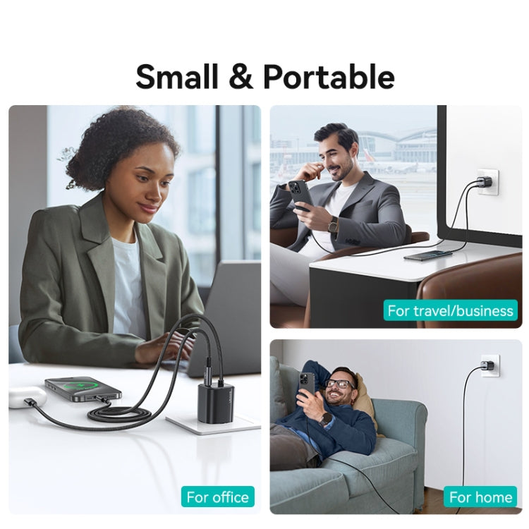 USAMS CC261 20W GaN Mini Type-C / USB-C Dual Port Fast Charger with Cable, EU Plug(White) - free shipping - PMC TechLife - Order now!