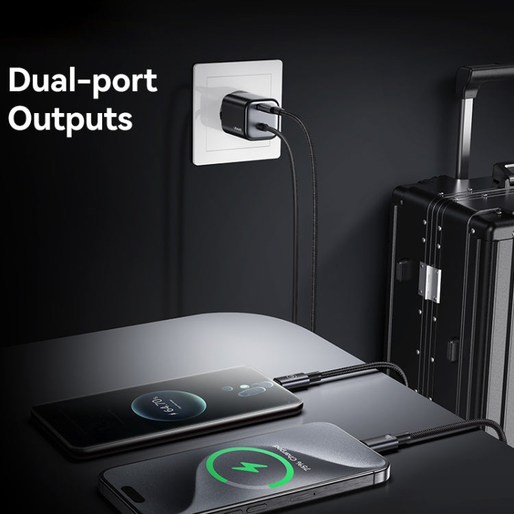 USAMS CC264 30W GaN Mini Type-C / USB-C Dual Port Fast Charger with Cable, EU Plug(White) - free shipping - PMC TechLife - Order now!