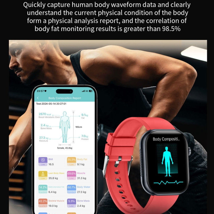 ET587 1.95 inch AMOLED Screen Smart Watch, ECG Electrocardiogram/Blood Sugar Monitoring(Red) - Smart Watches by PMC TechLife | Online Shopping South Africa | PMC TechLife | Buy Now Pay Later Mobicred