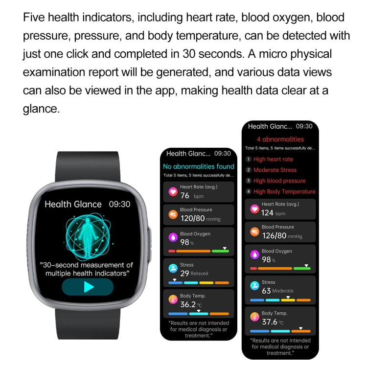 ET593 1.75 inch IPS Square Screen Smart Watch, ECG Electrocardiogram / Blood Sugar Monitoring(Black) - Smart Watches by PMC TechLife | Online Shopping South Africa | PMC TechLife | Buy Now Pay Later Mobicred