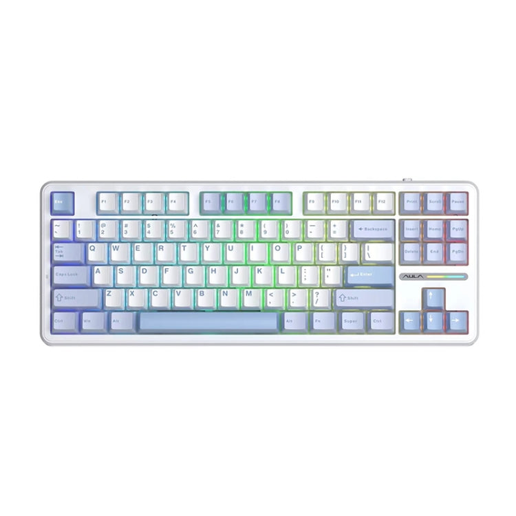 AULA F87 87 Keys Wired/2.4G/Bluetooth Three Model Customized RGB Mechanical Keyboard(Sea Salt Blue) - free shipping - PMC TechLife - Order now!