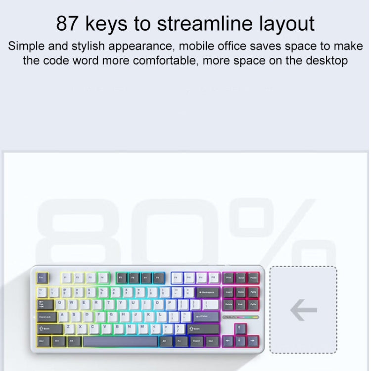 AULA F87 Pro 87 Keys Wired/2.4G/Bluetooth Three Model Customized RGB Mechanical Keyboard(Space Golden Shaft) - Wireless Keyboard by AULA | Online Shopping South Africa | PMC TechLife | Buy Now Pay Later Mobicred