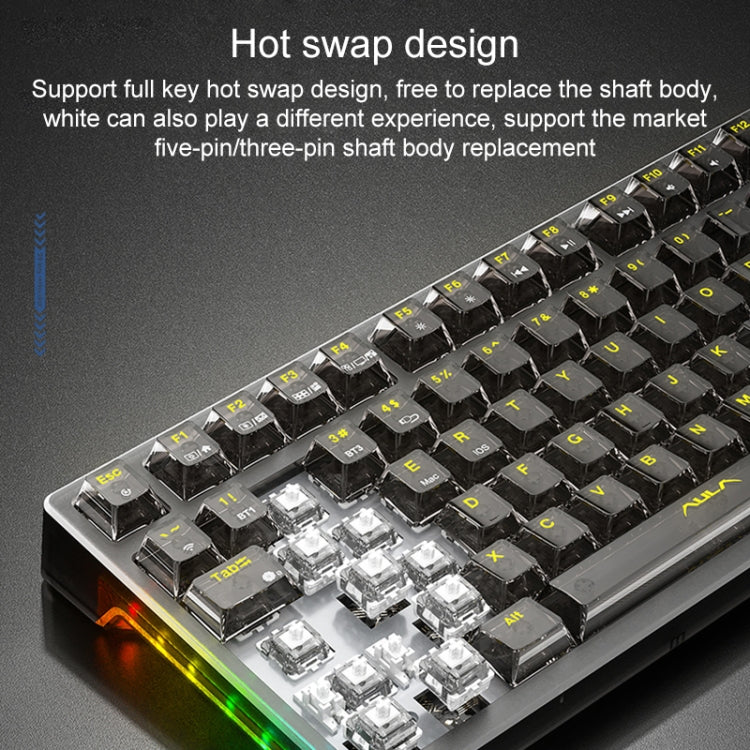 AULA F98 Pro 99 Keys Wired/2.4G/Bluetooth Three Model RGB Mechanical Keyboard, Shaft:Ice Crystal Shaft(Transparent White) - free shipping - PMC TechLife - Order now!
