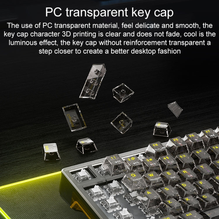 AULA F98 Pro 99 Keys Wired/2.4G/Bluetooth Three Model RGB Mechanical Keyboard, Shaft:Ice Crystal Shaft(Transparent White) - free shipping - PMC TechLife - Order now!