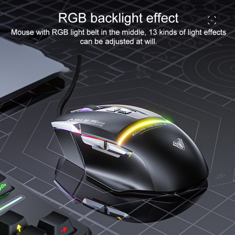 AULA S12 Pro 12800DPI Wired RGB Gaming Mouse(White) - Wired Mice by AULA | Online Shopping South Africa | PMC TechLife | Buy Now Pay Later Mobicred