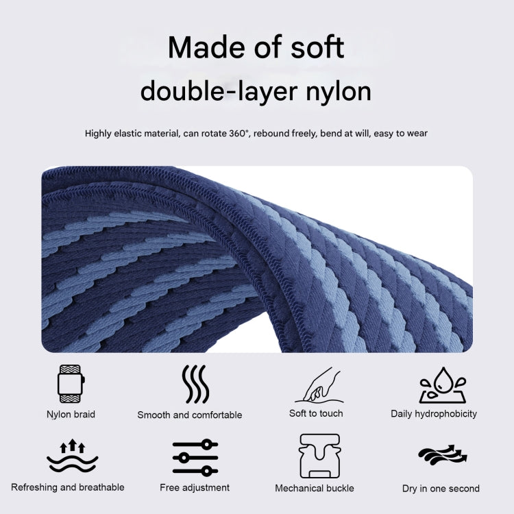 For Apple Watch 46mm / 49mm / 45mm / 44mm Parachute Buckle 4-Stripe Braided Nylon Watch Band(Full Blue) - free shipping - PMc TechLife - Order now!