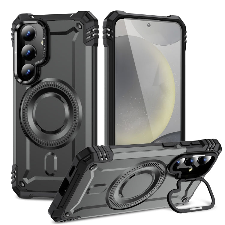 For Samsung Galaxy S25+ 5G Lens Holder MagSafe Phone Case(Grey) - free shipping - PMC Jewellery - Order now!