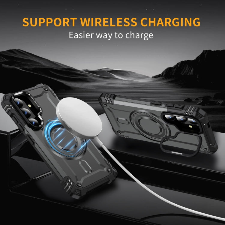 For Samsung Galaxy S25+ 5G Lens Holder MagSafe Phone Case(Grey) - free shipping - PMC Jewellery - Order now!