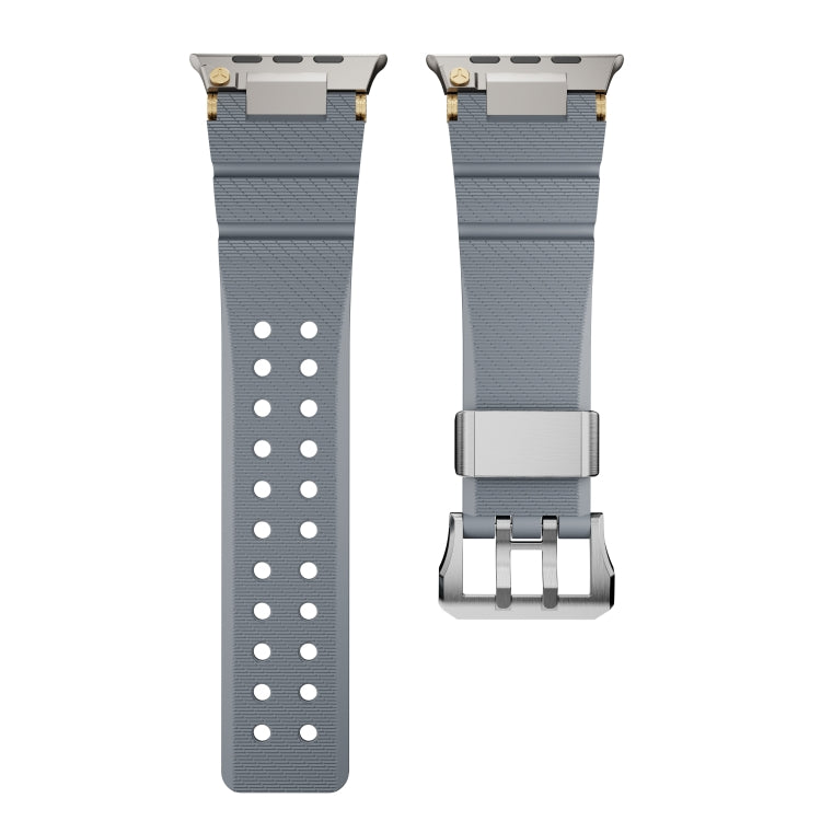 For Apple Watch 46mm / 49mm / 45mm / 44mm Cool Dual-Row Holes Silicone Watch Band(Grey Silver) - Watch Bands by PMC TechLife | Online Shopping South Africa | PMC TechLife | Buy Now Pay Later Mobicred