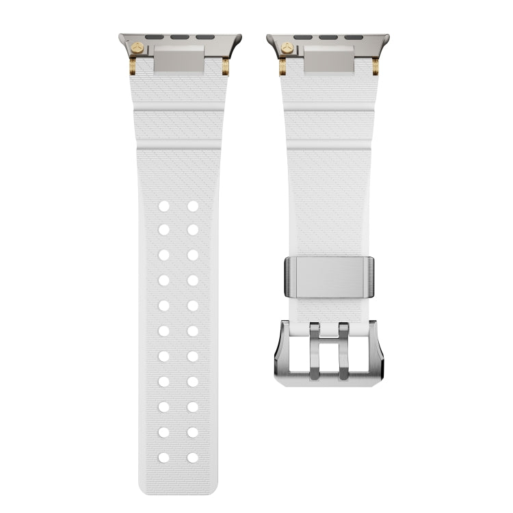 For Apple Watch 42mm / 41mm / 40mm / 38mm Cool Dual-Row Holes Silicone Watch Band(White Silver) - Watch Bands by PMC TechLife | Online Shopping South Africa | PMC TechLife | Buy Now Pay Later Mobicred