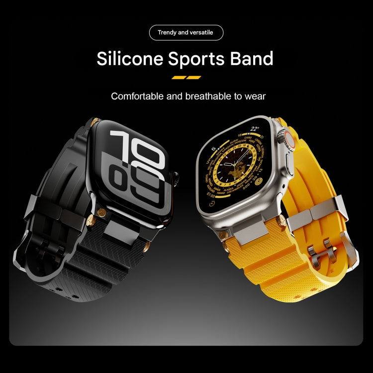 For Apple Watch 42mm / 41mm / 40mm / 38mm Cool Dual-Row Holes Silicone Watch Band(Grey Silver) - Watch Bands by PMC TechLife | Online Shopping South Africa | PMC TechLife | Buy Now Pay Later Mobicred