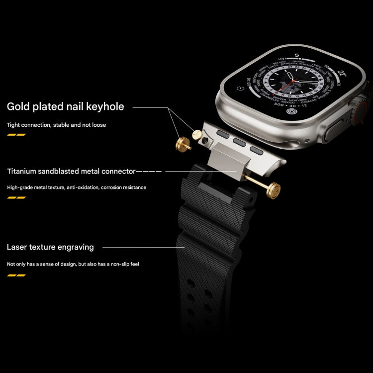 For Apple Watch 42mm / 41mm / 40mm / 38mm Cool Dual-Row Holes Silicone Watch Band(Yellow Silver) - Watch Bands by PMC TechLife | Online Shopping South Africa | PMC TechLife | Buy Now Pay Later Mobicred