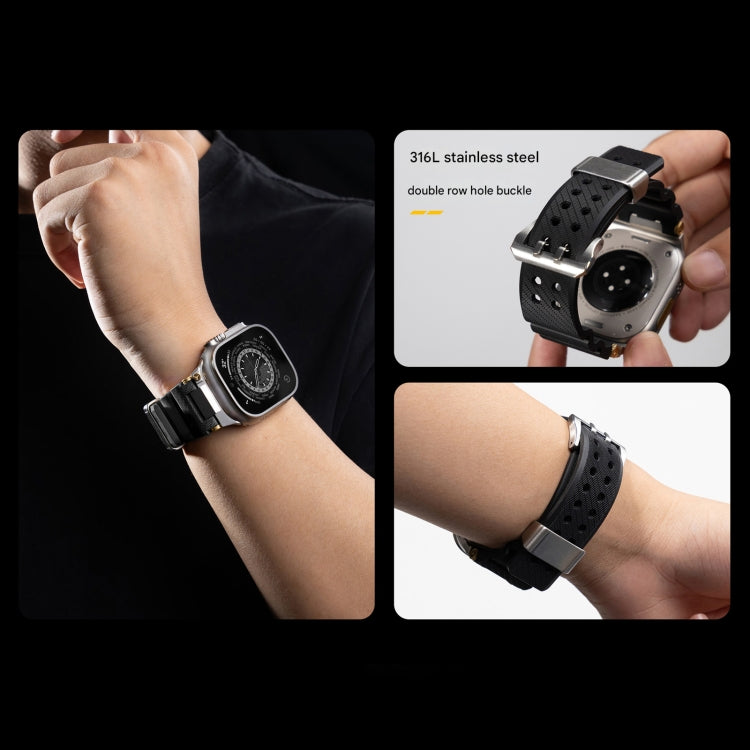 For Apple Watch 46mm / 49mm / 45mm / 44mm Cool Dual-Row Holes Silicone Watch Band(White Silver) - Watch Bands by PMC TechLife | Online Shopping South Africa | PMC TechLife | Buy Now Pay Later Mobicred