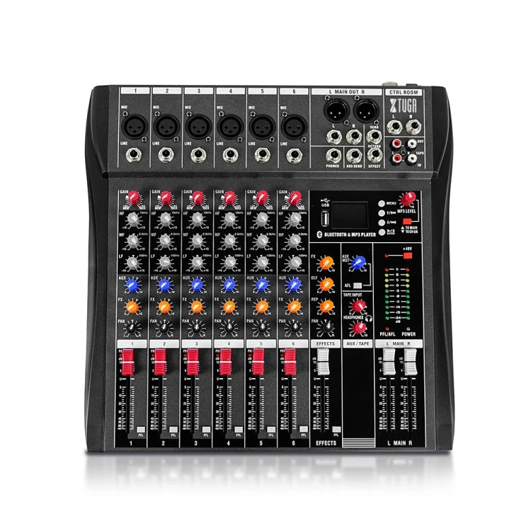 XTUGA CT60X 6-Channels Audio Mixer DJ Mixing Console with 48V Power Supply(UK Plug) - Live Sound Effects Processors by XTUGA | Online Shopping South Africa | PMC TechLife | Buy Now Pay Later Mobicred